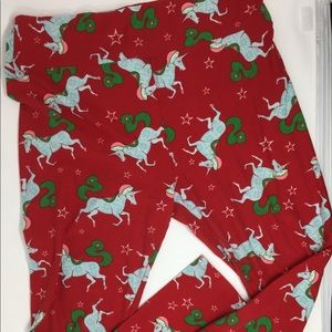 Lularoe Tall & Curvy Christmas Unicorn Leggings
